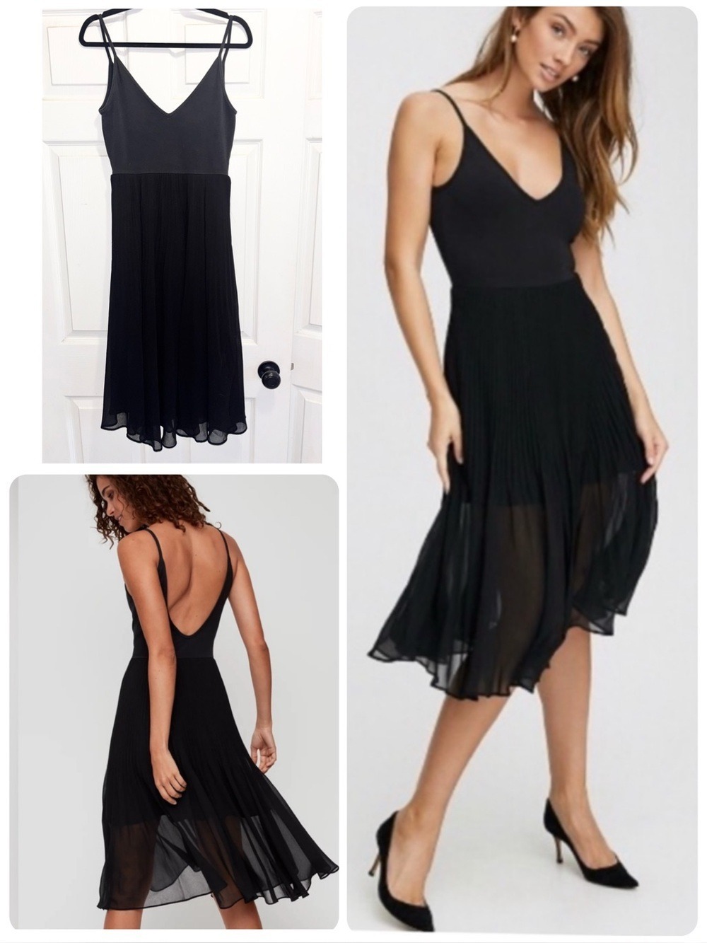 Aritzia Wilfred Daphnee Dress Black Pleated with Bodysuit Balletcore Size Medium